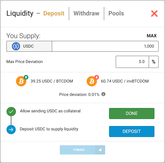 Screenshot of Liquidity Modal&#39;s Deposit state